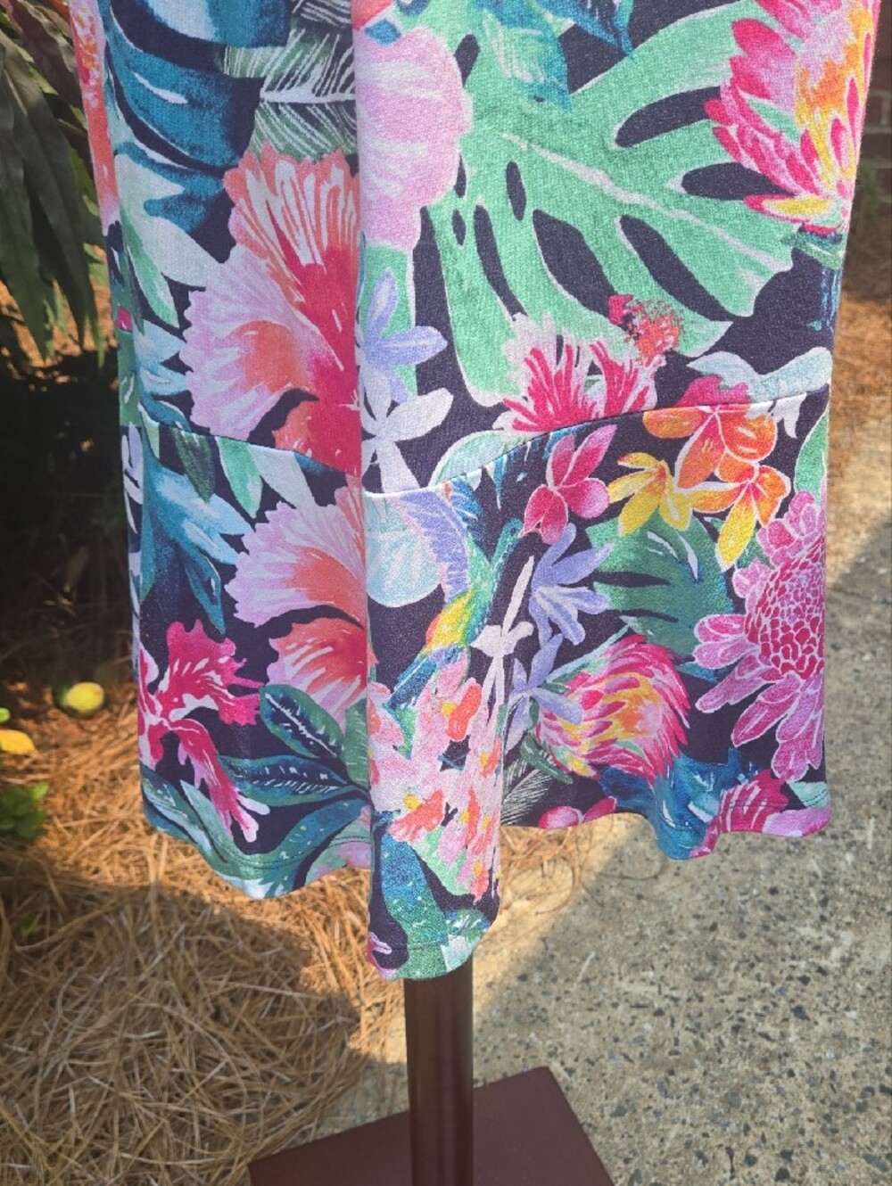 Tommy Bahama Tropical Floral Sleeveless A-Line Dress - Navy Background - Picture 7 of 10